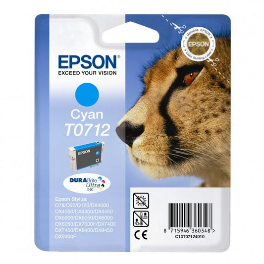 ORIGINALE T0712 CIANO PER Epson Stylus D78D78D92DX 4000 C13T07124012 CAPACITA 5,5ml