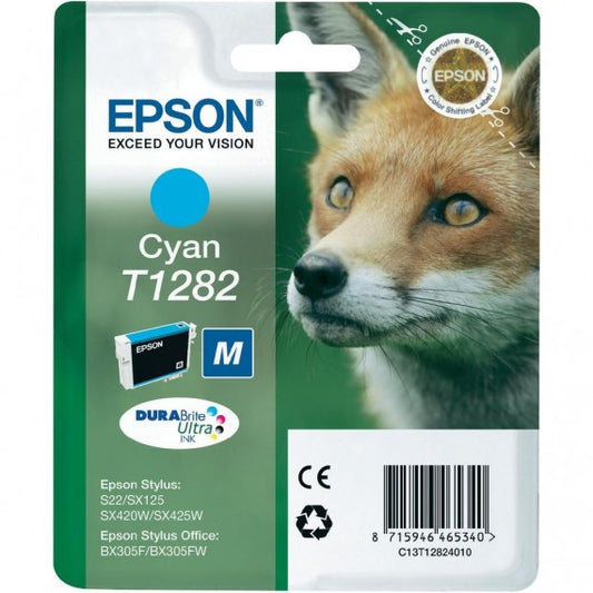 ORIGINALE T1282 CIANO CARTUCCIA ORIGINALE PER EPSON S22 SX125 420W BX305FW C13T12824011 CAPACITA 3,5ML