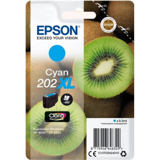 ORIGINALE T202XL CIANO C13T02H24010 CARTUCCIA PER EPSON Expression Premium XP-6000,6005,6100,6105 CAPACITA 8,5ML 650 PAGINE
