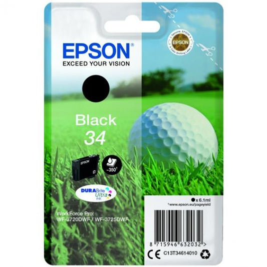 ORIGINALE T3461 NERA PER EPSON WORKFORCE PRO WF3720DWF, WF3725DWF C13T34614010 CAPACITA 6,1ML