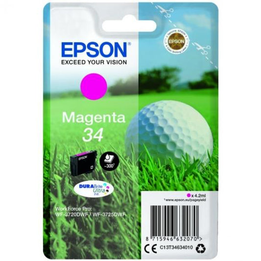 ORIGINALE T3463 MAGENTA PER EPSON WORKFORCE PRO WF3720DWF, WF3725DWF C13T34634010 CAPACITA 4,2ML