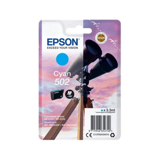 Originale T502 ciano C13T02V24010 Cartuccia per Epson Workforce 2860,2865,Expression Home XP-5100,5105 capacità 165 pagine 3.3ml