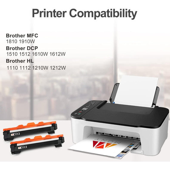 Pack 2 TN1050 toner compatibili per Brother DCP1510 1512 HL1110 1112 MFC1810 N° 2pz TN-1050 capacità 1.000 pagine