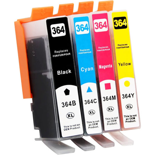 Pack 4 cartucce compatibili HP 364XL BK-C-M-Y N9J74AE N9J73AE  per HP 5380,6380,5460,8550,5324 1pz 364XLBK 1pz 364XLC-M-Y