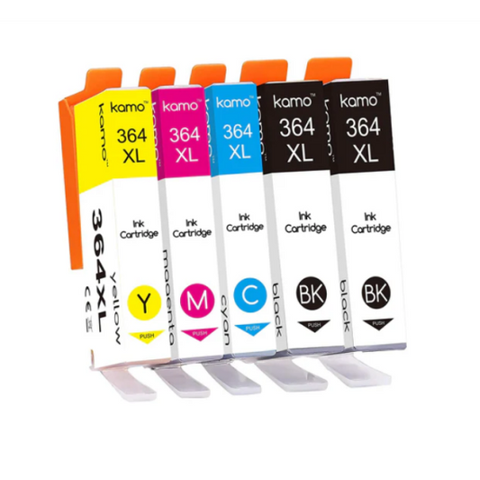 Pack 5 cartucce compatibili HP 364XL BK-C-M-Y N9J74AE N9J73AE per HP 5380,6380,5460,8550,5324 2pz 364XLBK 1pz 364XLC-M-Y