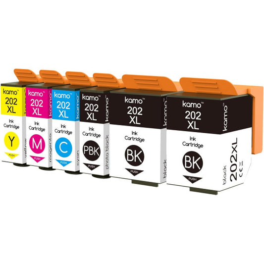 Pack 6 cartucce T202XL BK-C-M-Y-PBK Kamo, alta qualità compatibili per Epson  Expression Premium XP-6000,6005,6100,6105