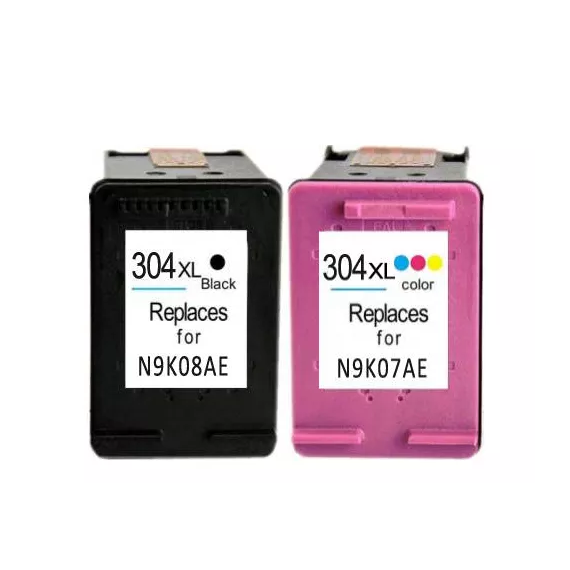 Pack cartuccia HP 304XLBK + HP 304XLC compatibili per HP DeskJet 3720 3730 3732 N9K08AE + N9K07AE