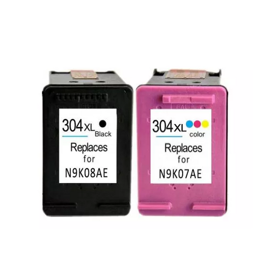 Pack cartuccia HP 304XLBK + HP 304XLC compatibili per HP DeskJet 3720 3730 3732 N9K08AE + N9K07AE