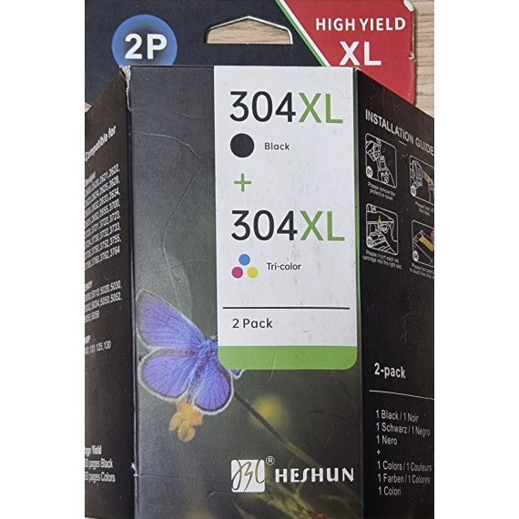 Pack cartuccia HP 304XLBK + HP 304XLC compatibili per HP DeskJet 3720 3730 3732 N9K08AE + N9K07AE