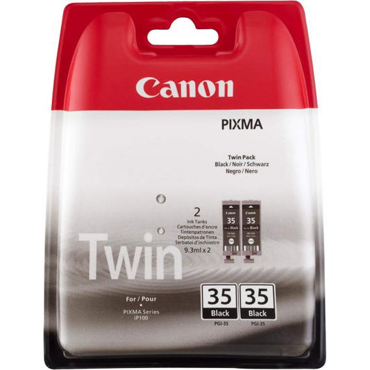PACK ORIGINALE CANON PGI-35BK NERA 2PZ 1509B012AA PER CANON PIXMA IP100, IP100BAT, IP110, IP110BAT,TR150 PGI35 9,3ml 191 PAGINE