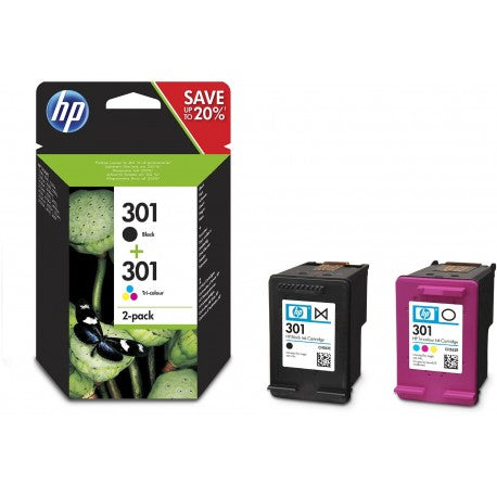 PACK ORIGINALE HP 301BK + HP 301C N9J72A CARTUCCIA ORIGINALE STANDARD 301 CH561EE + CH562EE N9J72A