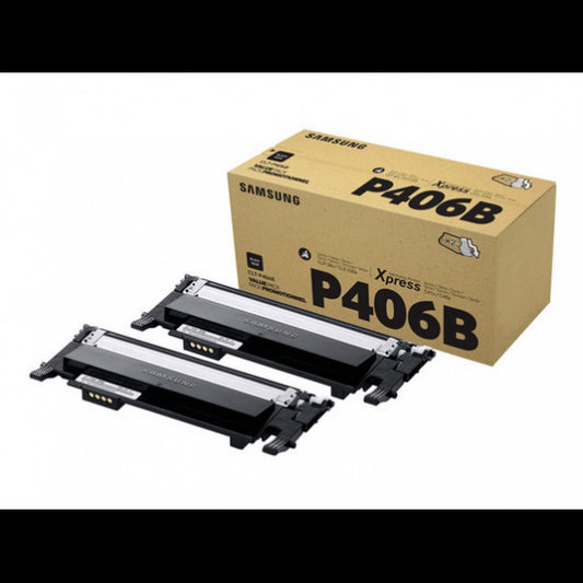PACK ORIGINALE SAMSUNG CLT-P406B N° 2 TONER BK PER SAMSUNG CLP 360 365 3300 3305 C460 C410 P406B 1.500 PAGINE X 2