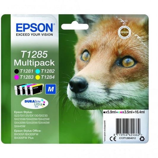 PACK ORIGINALE T1285 CARTUCCIA PER EPSON S22 SX125 420W BX305FW C13T12854012 T1281+T1282+T1283+T1284