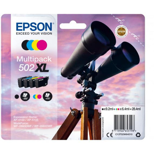PACK ORIGINALE T502XL BK-C-M-Y C13T02W64020 CARTUCCIA PER EPSON WORKFORCE 2860,2865,EXPRESSION HOME XP-5100,5105