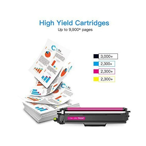 Pack TN247 BK-C-M-Y LxTek 4 toner con chip compatibili per BROTHER Dcp-L3500s HL-L3200s MFC-L3700s TN-247 TN-243 bk-c-m-y