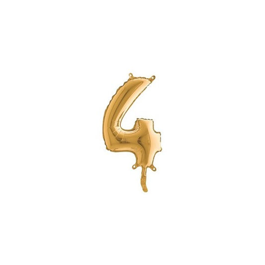 Palloncino - numero 4 - H 36 cm - mylar - oro - Big party