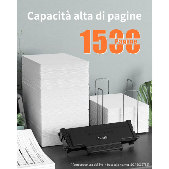 Pantum TL-410 BK nero toner originale per Pantum P3010D,P3300DN,M6700D,M7100DN,M6800FDW,M7200FD TL410 capacità 1.500 pagine