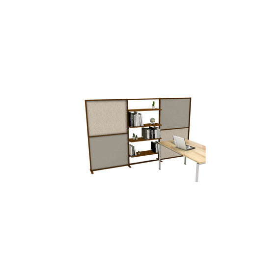 Parete divisoria/libreria Tetrix - 307 x 180,5cm - profilo corten - lino cancun/grigio cera - Studio T