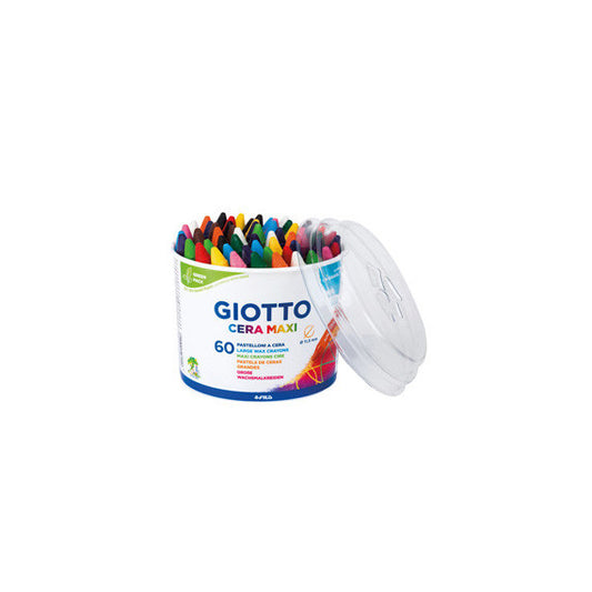 Pastelli cera maxi - lunghezza 100mm Ø11,50mm - Giotto - barattolo 60 pastelli