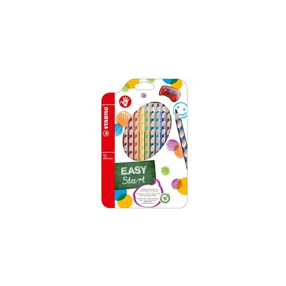 Pastelli colorati Easycolors - diametro mina 4,20 mm - per destrorsi - colori assortiti - Stabilo - astuccio 12 pezzi