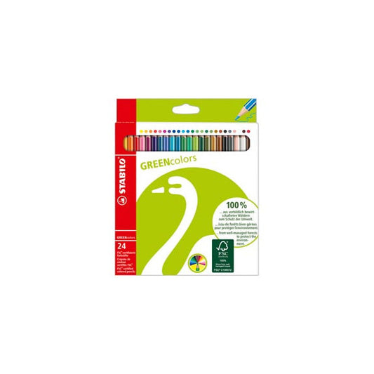 Pastelli colorati Green Colours - diametro mina 2,5 mm - colori assortiti - Stabilo - astuccio 24 pezzi