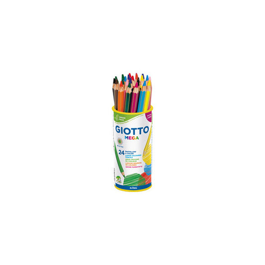 Pastelli colorati Mega - esagonale - diametro mina 5,5 mm - colori assortiti - Giotto - conf. 24 pezzi
