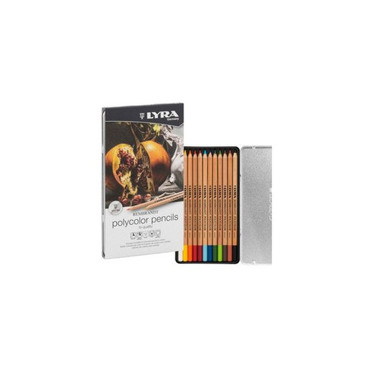 Pastelli colorati Rembrandt Polycolor -  3,7 mm - colori assortiti - Lyra - astuccio in metallo 12 pezzi