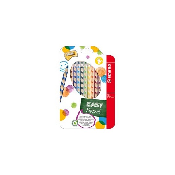 Pastelli Easycolors - diametro mina 4,2 mm - per mancini - Stabilo - astuccio 12 colori