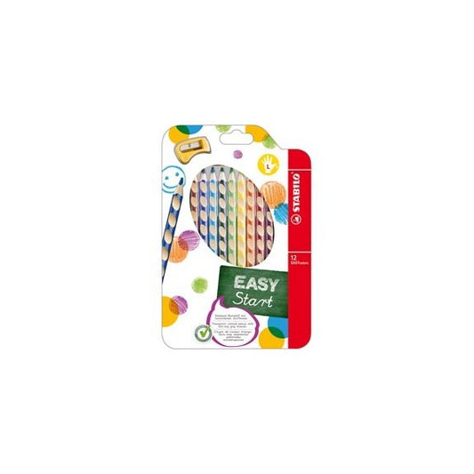 Pastelli Easycolors - diametro mina 4,2 mm - per mancini - Stabilo - astuccio 12 colori