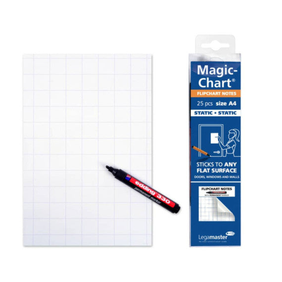 Pellicola elettrostatica da parete Legamaster Magic-Chart Flipchart 25 ff 20x30 cm quadretti bianco 7-159000-A4