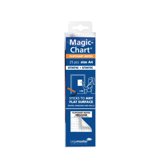 Pellicola elettrostatica da parete Legamaster Magic-Chart Flipchart 25 ff 20x30 cm quadretti bianco 7-159000-A4
