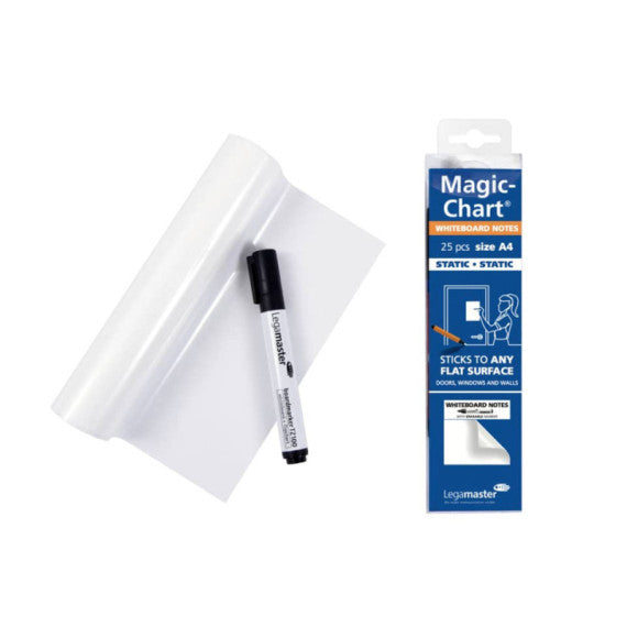 Pellicola elettrostatica da parete Legamaster Magic-Chart Whiteboard 25 ff 20x30 cm - bianco 7-159100-A4