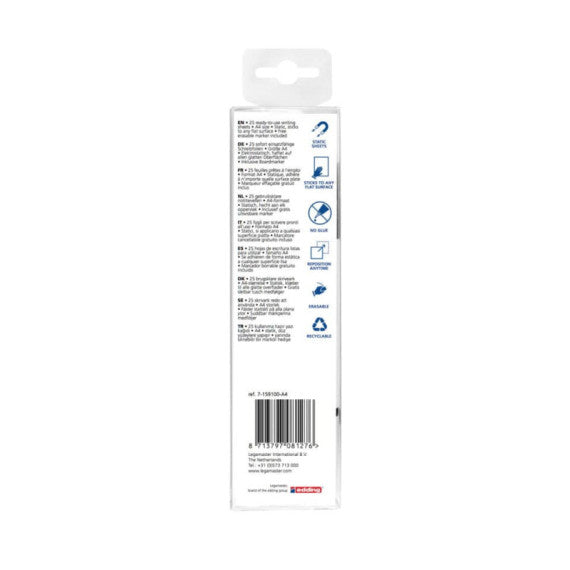 Pellicola elettrostatica da parete Legamaster Magic-Chart Whiteboard 25 ff 20x30 cm - bianco 7-159100-A4