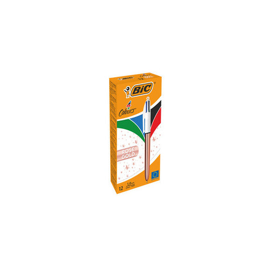 Penna a sfera a scatto 4 colori Rose - 1,0 mm - Bic® - scatola 12 pezzi