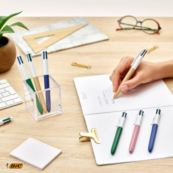 Penna a sfera a scatto BIC 4 Colours 1 mm - fusto Wood Effect 508964