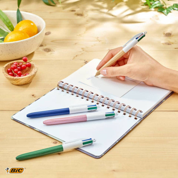 Penna a sfera a scatto BIC 4 Colours 1 mm - fusto Wood Effect 508964