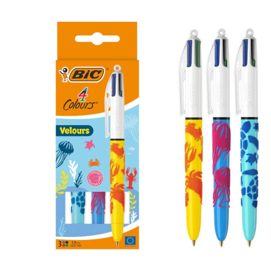 Penna a sfera a scatto BIC 4 Colours 1 mm -  Velours conf. 3 pz - 992579