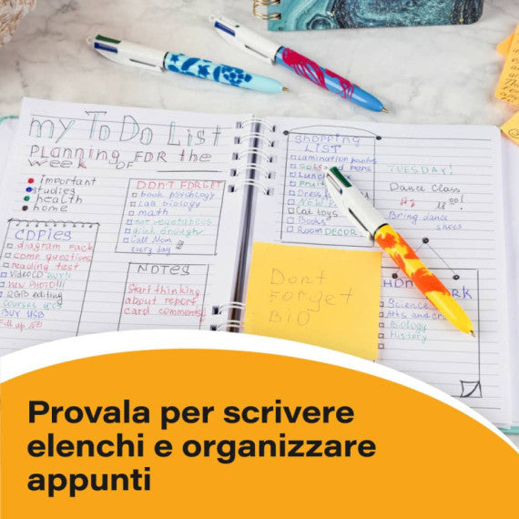 Penna a sfera a scatto BIC 4 Colours 1 mm -  Velours conf. 3 pz - 992579
