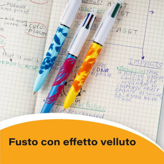 Penna a sfera a scatto BIC 4 Colours 1 mm -  Velours conf. 3 pz - 992579