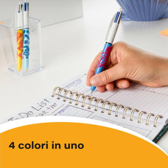 Penna a sfera a scatto BIC 4 Colours 1 mm -  Velours conf. 3 pz - 992579