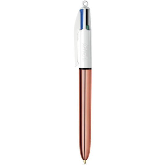 Penna a sfera a scatto BIC 4 Colours Shine fusto Rose Gold - assortiti 4 colori - 504894