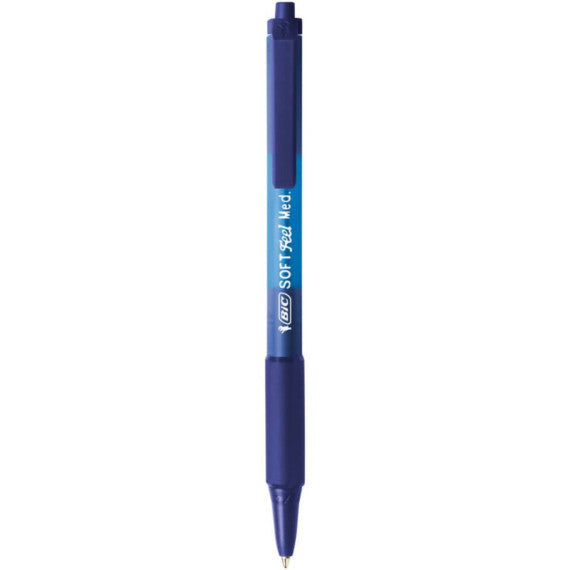 Penna a sfera a scatto BIC SoftFeel Clic Grip M 1 mm blu Conf. 12 pezzi - 837398