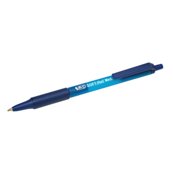 Penna a sfera a scatto BIC SoftFeel Clic Grip M 1 mm blu Conf. 12 pezzi - 837398