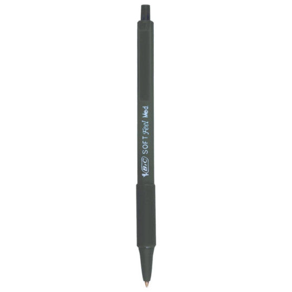 Penna a sfera a scatto BIC SoftFeel Clic Grip M 1 mm nero Conf. 12 pezzi - 837397