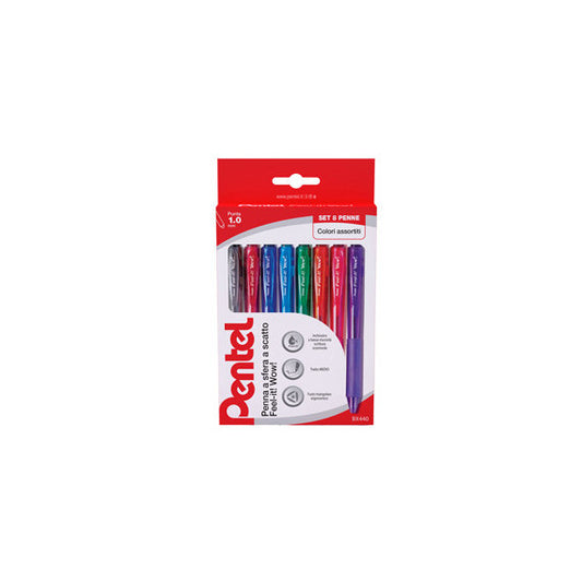 Penna a sfera a scatto Feel It Wow!-  punta 1,0 mm - 8 colori - Pentel - astuccio 8 penne