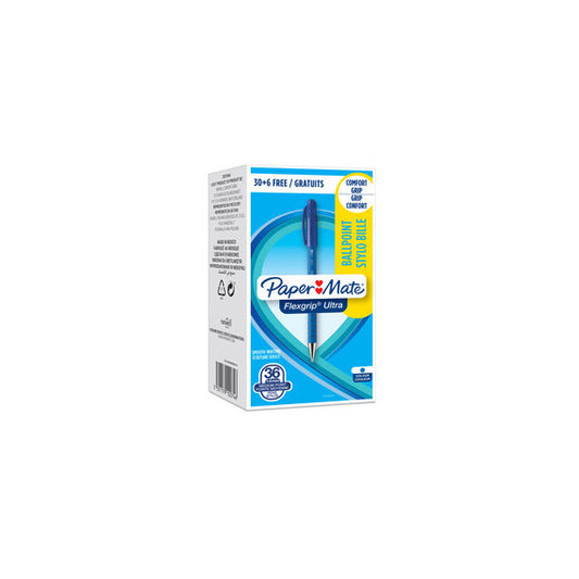 Penna a sfera a scatto Flexgrip Ultra  - punta 1,0mm - blu  - Papermate - conf. 30+6 pezzi