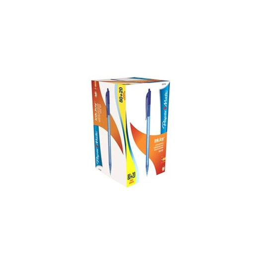 Penna a sfera a scatto Inkjoy 100 RT  - punta 1,0mm - blu - Papermate - conf. 80+20 pezzi
