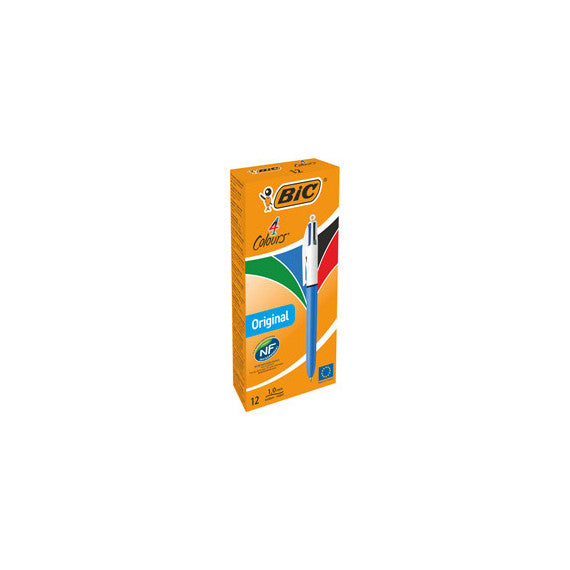 Penna a sfera a scatto  multifunzione  4 Colours Classic  - punta 1,0mm - nero, blu, rosso, verde - Bic -  conf. 12 pezz