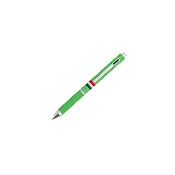 Penna a sfera a scatto multifunzione - fusto verde chiaro gommato Italia - Osama
