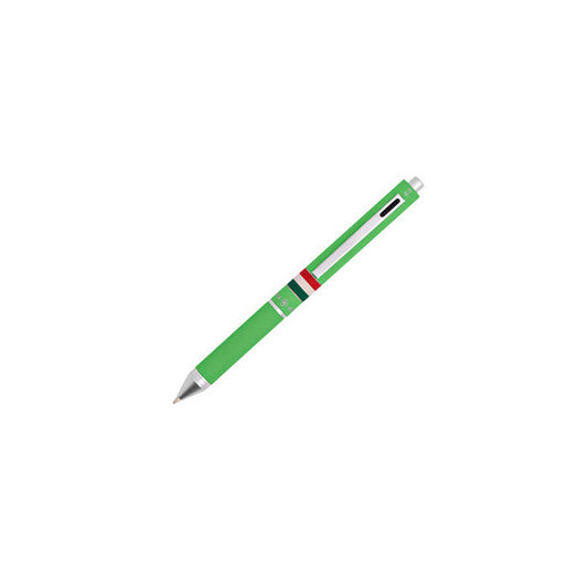 Penna a sfera a scatto multifunzione - fusto verde chiaro gommato Italia - Osama